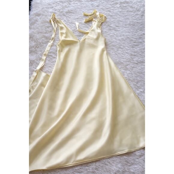 ZARA Satin Slip Dress Cream Ivory Maxi Tie Strap Elegant EU Style Size M - Picture 4 of 9